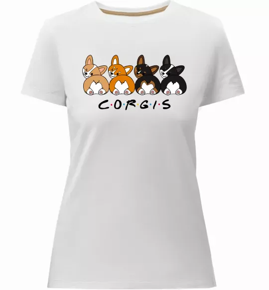 Женская премиум футболка Corgis Белый фото