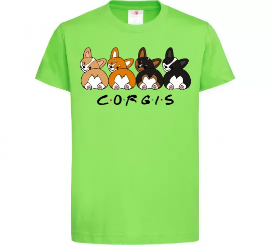 Дитяча футболка Corgis Лаймовий фото