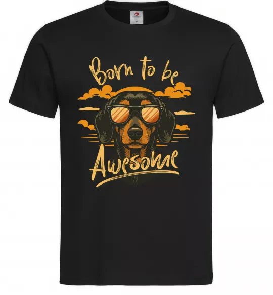 Мужская футболка Такса Born to be awesome Черный фото