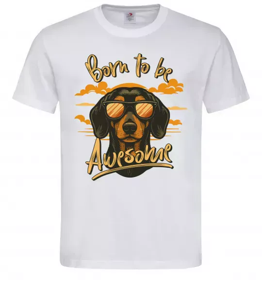Мужская футболка Такса Born to be awesome Белый фото