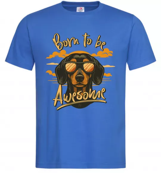 Мужская футболка Такса Born to be awesome Ярко-синий фото