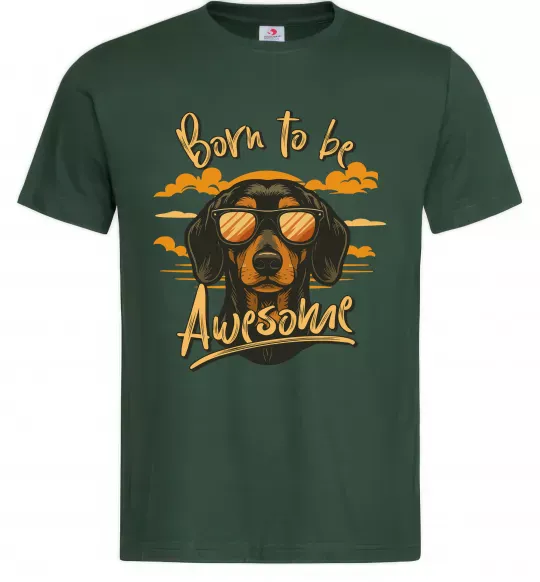 Мужская футболка Такса Born to be awesome Темно-зеленый фото