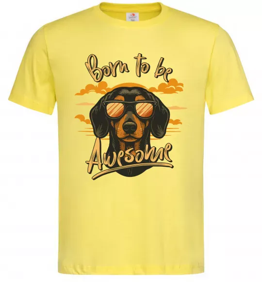Мужская футболка Такса Born to be awesome Лимонный фото