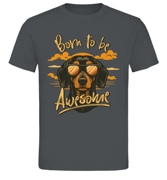 Мужская футболка Такса Born to be awesome Графит фото