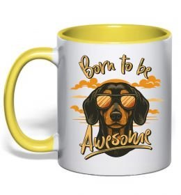 Чашка с цветной ручкой Такса Born to be awesome