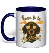 Чашка с цветной ручкой Такса Born to be awesome Глубокий темно-синий фото