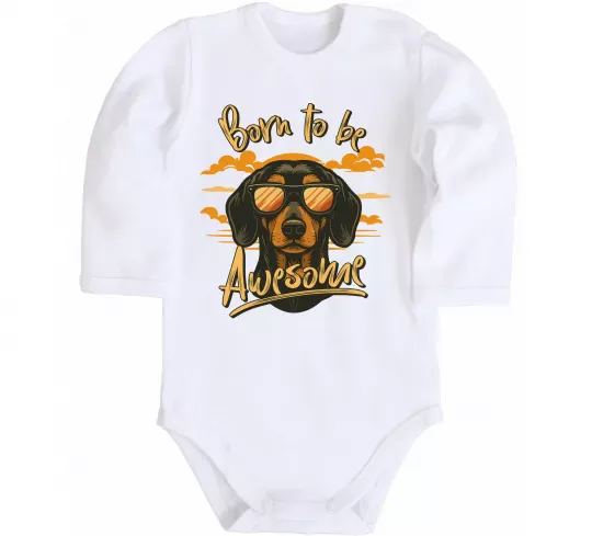 Дитячий бодік Такса Born to be awesome Білий фото