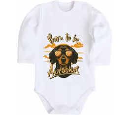 Детский боди Такса Born to be awesome Белый фото
