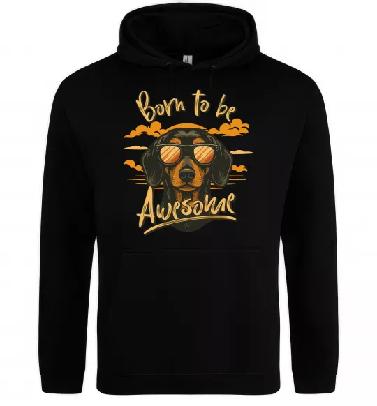 Женская толстовка (худи) Такса Born to be awesome Черный фото