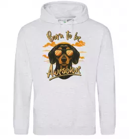 Женская толстовка (худи) Такса Born to be awesome Серый меланж фото