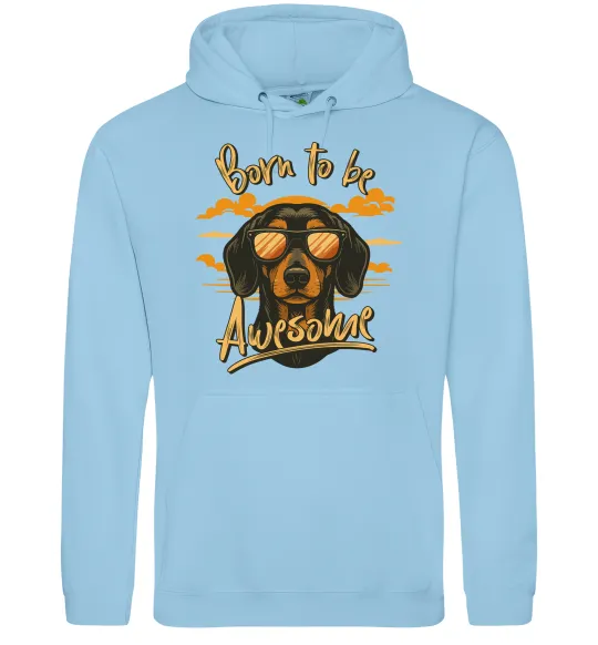 Жіноча толстовка (худі) Такса Born to be awesome Блакитний фото