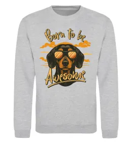 Світшот Такса Born to be awesome Сірий меланж фото