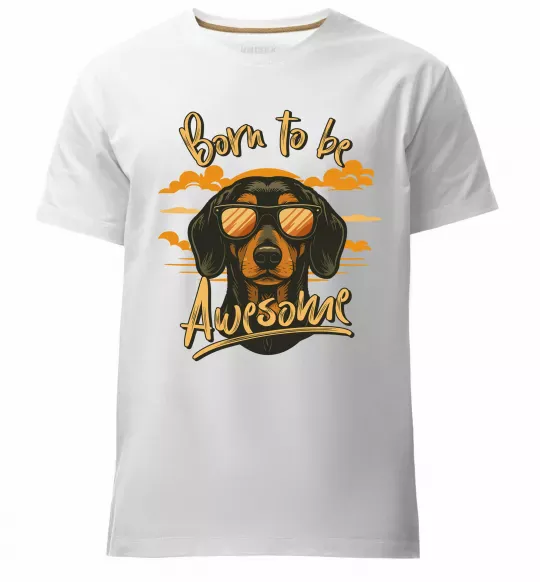 Чоловіча преміум футболка Такса Born to be awesome Білий фото