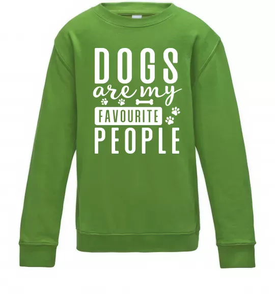 Детский Свитшот Dogs are my favourite people Лаймовый фото