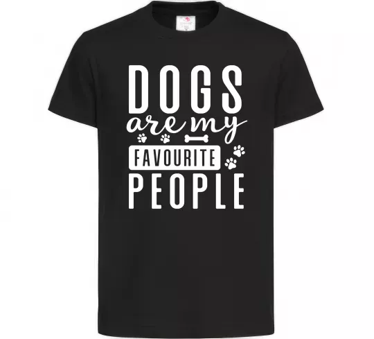 Детская футболка Dogs are my favourite people Черный фото