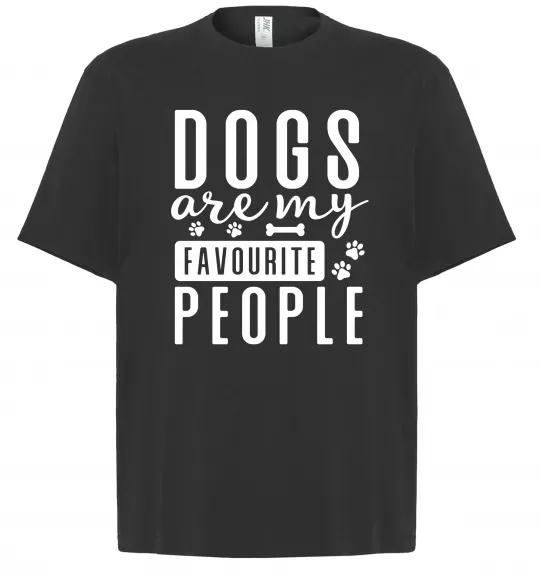 Футболка Оверсайз Dogs are my favourite people Чорний фото