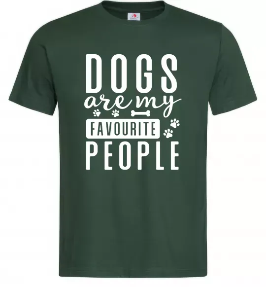 Мужская футболка Dogs are my favourite people Темно-зеленый фото