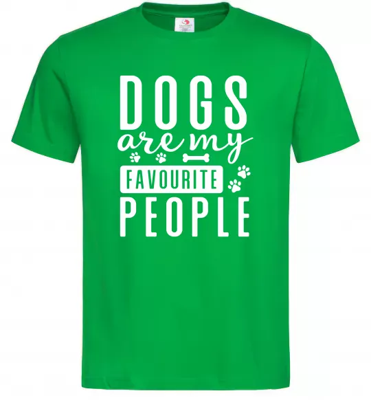 Мужская футболка Dogs are my favourite people Зеленый фото