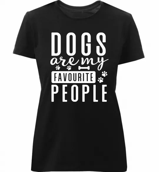 Женская премиум футболка Dogs are my favourite people Черный фото