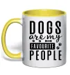 Чашка с цветной ручкой Dogs are my favourite people Солнечно желтый фото