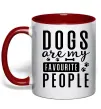 Чашка с цветной ручкой Dogs are my favourite people Красный фото