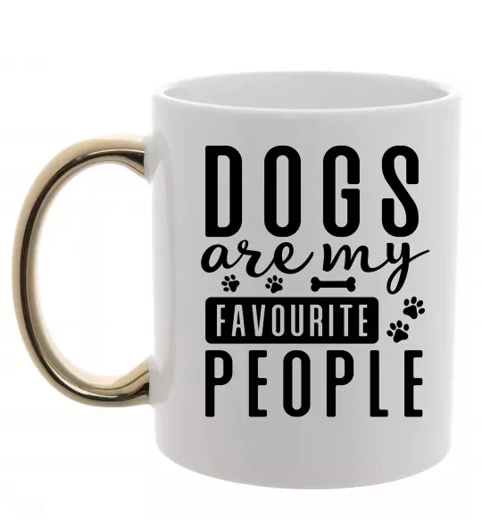 Чашка с цветной ручкой Dogs are my favourite people Золото фото