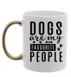 Чашка с цветной ручкой Dogs are my favourite people Золото фото
