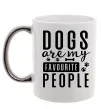 Чашка с цветной ручкой Dogs are my favourite people Серебро фото