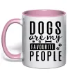 Чашка с цветной ручкой Dogs are my favourite people Нежно розовый фото