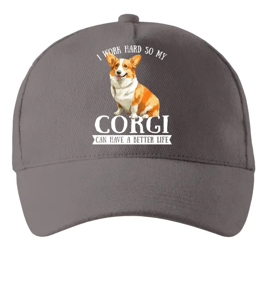 Кепка Work hard for corgi Сірий фото