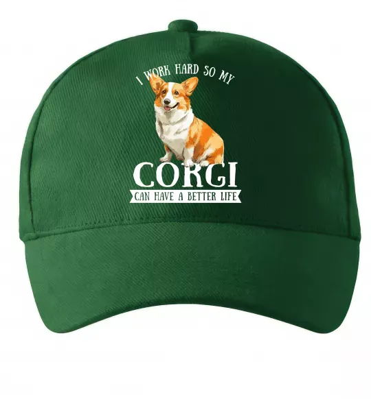 Кепка Work hard for corgi Темно-зеленый фото