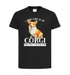 Детская футболка Work hard for corgi Черный фото