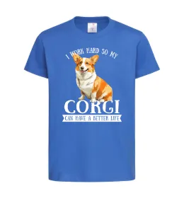 Дитяча футболка Work hard for corgi Яскраво-синій фото
