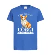 Детская футболка Work hard for corgi Ярко-синий фото