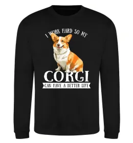 Світшот Work hard for corgi Чорний фото