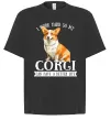 Футболка Оверсайз Work hard for corgi Черный фото