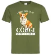 Чоловіча футболка Work hard for corgi Оливковий фото