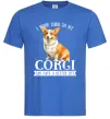 Чоловіча футболка Work hard for corgi Яскраво-синій фото