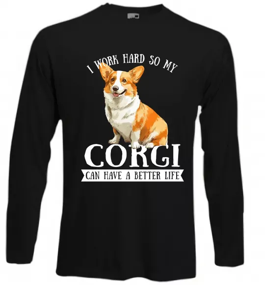 Лонгслив Work hard for corgi Черный фото