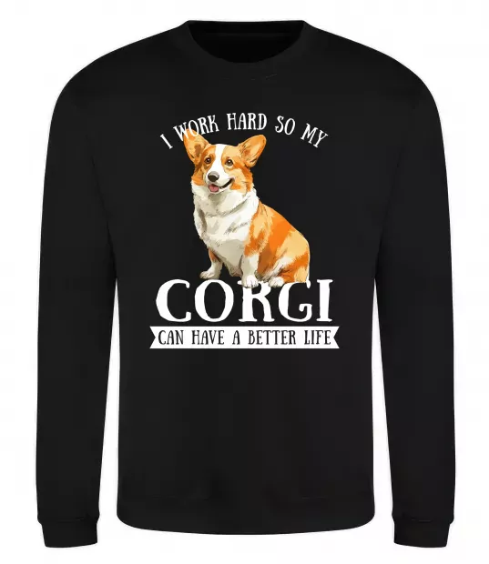 Свитшот Work hard for corgi Черный фото