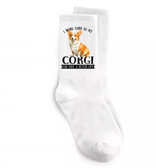 Носки Work hard for corgi Белый фото