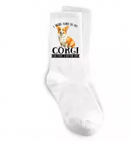Носки Work hard for corgi Белый фото