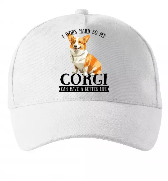 Кепка Work hard for corgi Белый фото