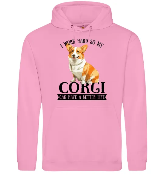 Жіноча толстовка (худі) Work hard for corgi Рожевий фото