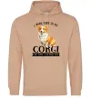 Женская толстовка (худи) Work hard for corgi Песочный фото