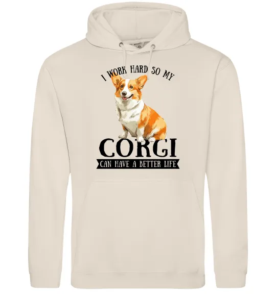 Женская толстовка (худи) Work hard for corgi Таш фото