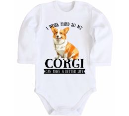 Детский боди Work hard for corgi