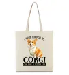 Еко-сумка Work hard for corgi Бежевий Еко-сумка Work hard for corgi Бежевий фото