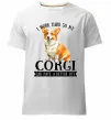 Мужская премиум футболка Work hard for corgi Белый фото