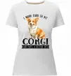 Жіноча преміум футболка Work hard for corgi Білий фото